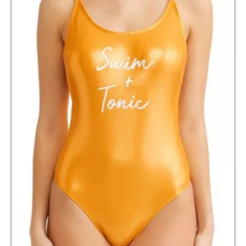 Womens "Swim + Tonic" One Piece Swimsuit Gold Foil